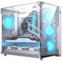 Hiditec SKY Caja Torre Gaming ATX Blanca con Triple Panel de Cristal Templado, Refrigeración para 7 Ventiladores, 2 Slots PCIe Verticales, USB Tipo-C - CHA010057